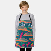Alligator Gar Rainbow Farbiges Muster Schürze (Getragen)