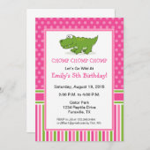 Alligator Geburtstagsparty Einladung Pink (Vorne/Hinten)