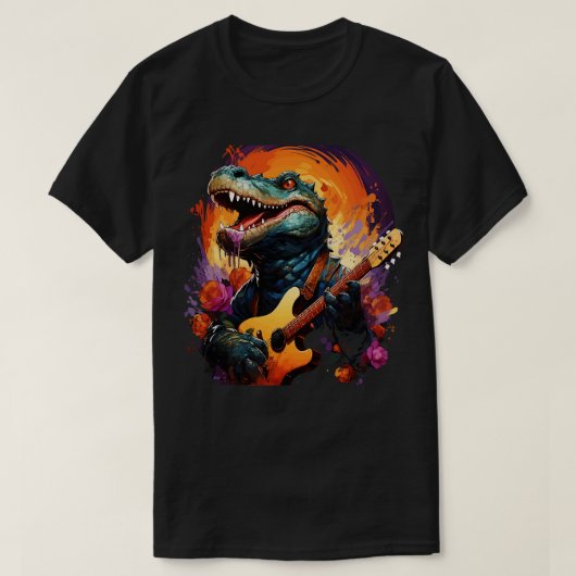 Alligator Gitarre spielen T-Shirt (Design vorne)