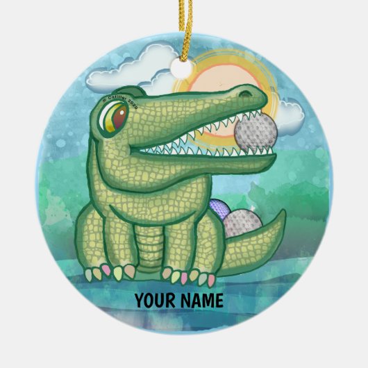 Alligator Golf Keramik Ornament (Vorne)