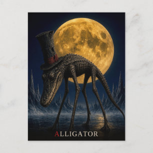 Alligator-Gotischer-Hut gotisch Surreal Postkarte