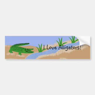 Alligator Green Whimsical Cartoon Art Autoaufkleber