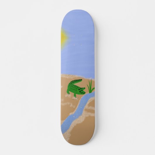 Alligator Green Whimsical Cartoon Art Skateboard (Vorne)
