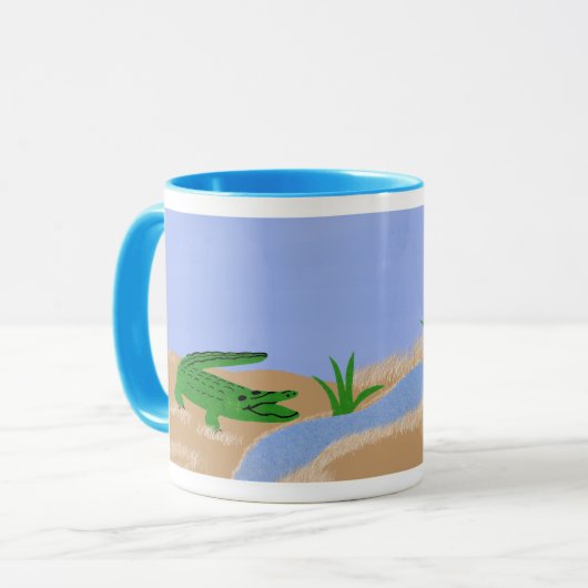 Alligator Green Whimsical Cartoon Art Tasse (Vorderseite Links)