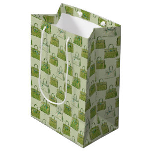 Alligator-Grün-Krokodilleder-Textur-Handtaschen-Mo Mittlere Geschenktüte