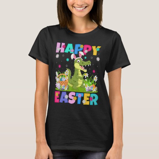 Alligator Happy Easter Bunny Alligator Ostern Su T-Shirt (Vorderseite)