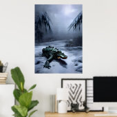 Alligator im Schnee | AI Art Poster (Heimbüro)