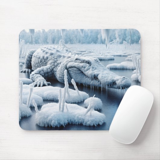 Alligator im Snowy-Sumpf Mousepad (Mit Mouse)