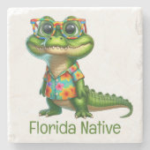 Alligator im tropischen Shirt Steinuntersetzer (Vorderseite)