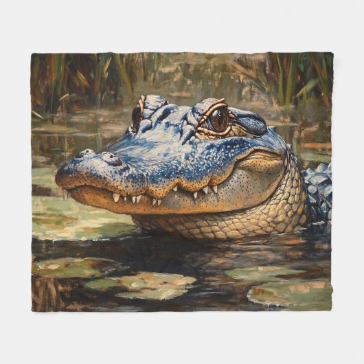 Alligator in der Everglades Wildlife Art Fleecedecke (Vorderseite (Horizontal))