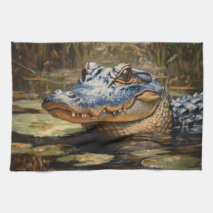Alligator in der Everglades Wildlife Art Geschirrtuch