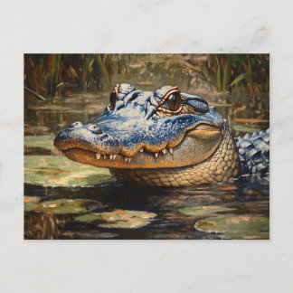 Alligator in der Everglades Wildlife Art Postkarte