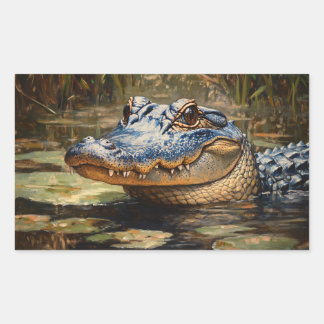 Alligator in der Everglades Wildlife Art Rechteckiger Aufkleber