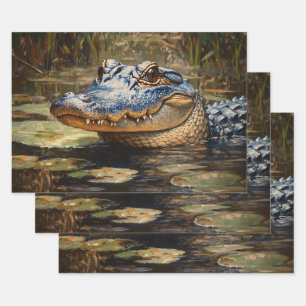 Alligator in der Everglades Wildlife Decoupage Geschenkpapier Set
