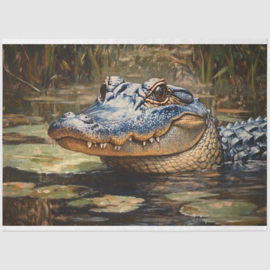 Alligator in der Everglades Wildlife Decoupage Seidenpapier (Vorderseite)