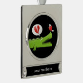 Alligator in der Liebe Banner-Ornament Silber (Rechts)