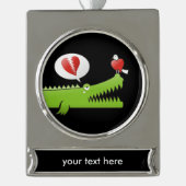 Alligator in der Liebe Banner-Ornament Silber (Vorderseite)