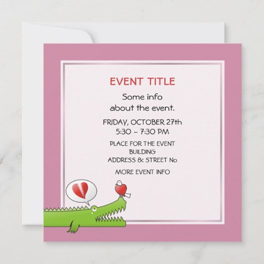 Alligator in der Liebe Einladung (Rückseite)