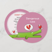 Alligator in der Liebe Einladung (Vorne/Hinten)