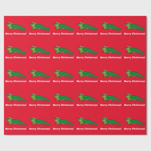 Alligator in einer Weihnachtsmannmütze Geschenkpapier (Flach)