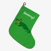 Alligator in einer Weihnachtsmannmütze Großer Weihnachtsstrumpf (Vorderansicht (hängend))