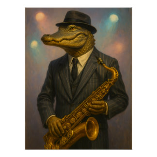 Alligator Jazzmusiker Poster