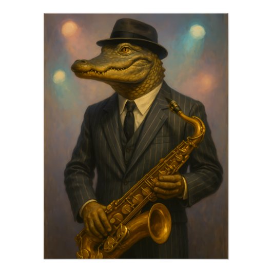 Alligator Jazzmusiker Poster (Vorderseite)