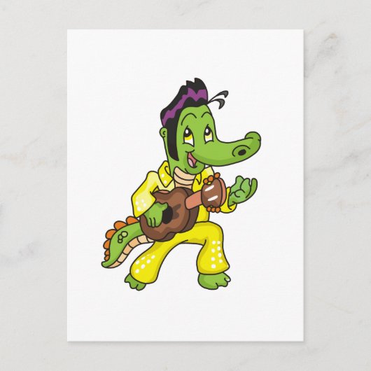 Alligator King mit Gitarren-T - Shirt und Geschenk Postkarte (Vorderseite)