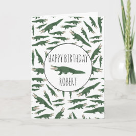 Alligator Krokodile Muster Individuelle Name Gebur Karte