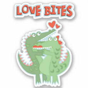 Alligator Liebe Bites Valentine Aufkleber