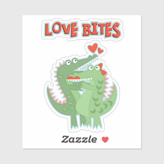 Alligator Liebe Bites Valentine Aufkleber (Blatt)