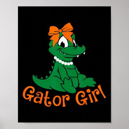Alligator Mädchen Süße Orange Schleife Alligator F Poster (Vorne)