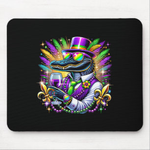Alligator Mardi Gras Karneval Party Outfit für Män Mousepad