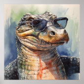 Alligator mit Sonnenbrille Poster (Vorne)