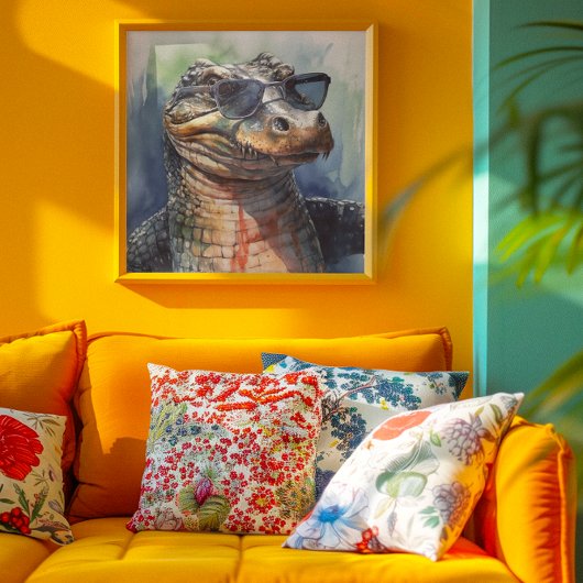Alligator mit Sonnenbrille Poster
