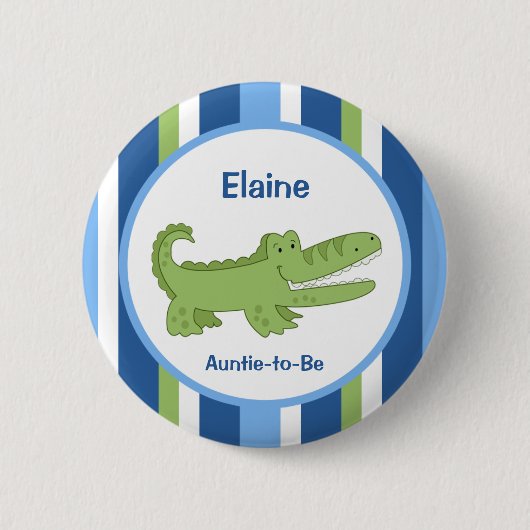 Alligator Namensschild Knopf Blau/Grün Button (Vorderseite)