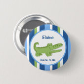 Alligator Namensschild Knopf Blau/Grün Button (Vorne & Hinten)