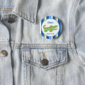 Alligator Namensschild Knopf Blau/Grün Button (Beispiel)