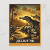 Alligator | Niedliche Vintage Tierpostkarte Postkarte (Vorderseite)