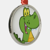 Alligator oder Krokodil über einem Zeichen Silbernes Ornament (Rechts)