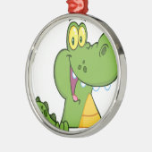 Alligator oder Krokodil über einem Zeichen Silbernes Ornament (Links)