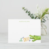 Alligator oder Krokodil Vielen Dank Hinweis Statio Einladung (Stehend Vorderseite)