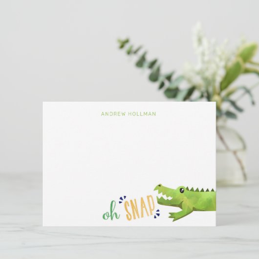 Alligator oder Krokodil Vielen Dank Hinweis Statio Einladung (Stehend Vorderseite)