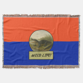 Alligator Orange und Blue Throw Blanket Decke