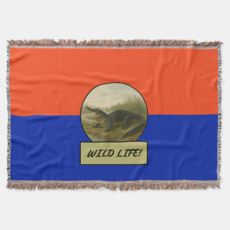 Alligator Orange und Blue Throw Blanket Decke