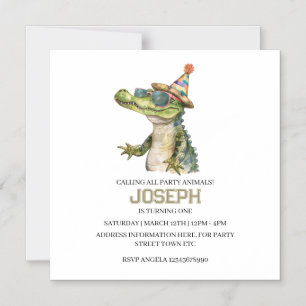Alligator-Party-Einladung zur Poolparty Magneteinladung