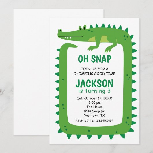 Alligator Party Invitation Einladung (Vorne/Hinten)