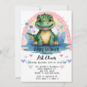 Alligator Pastel Rainbow Hearful Print Einladung (Vorderseite)