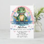 Alligator Pastel Rainbow Hearful Print Einladung (Stehend Vorderseite)