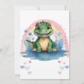 Alligator Pastel Rainbow Hearful Print Einladung (Rückseite)